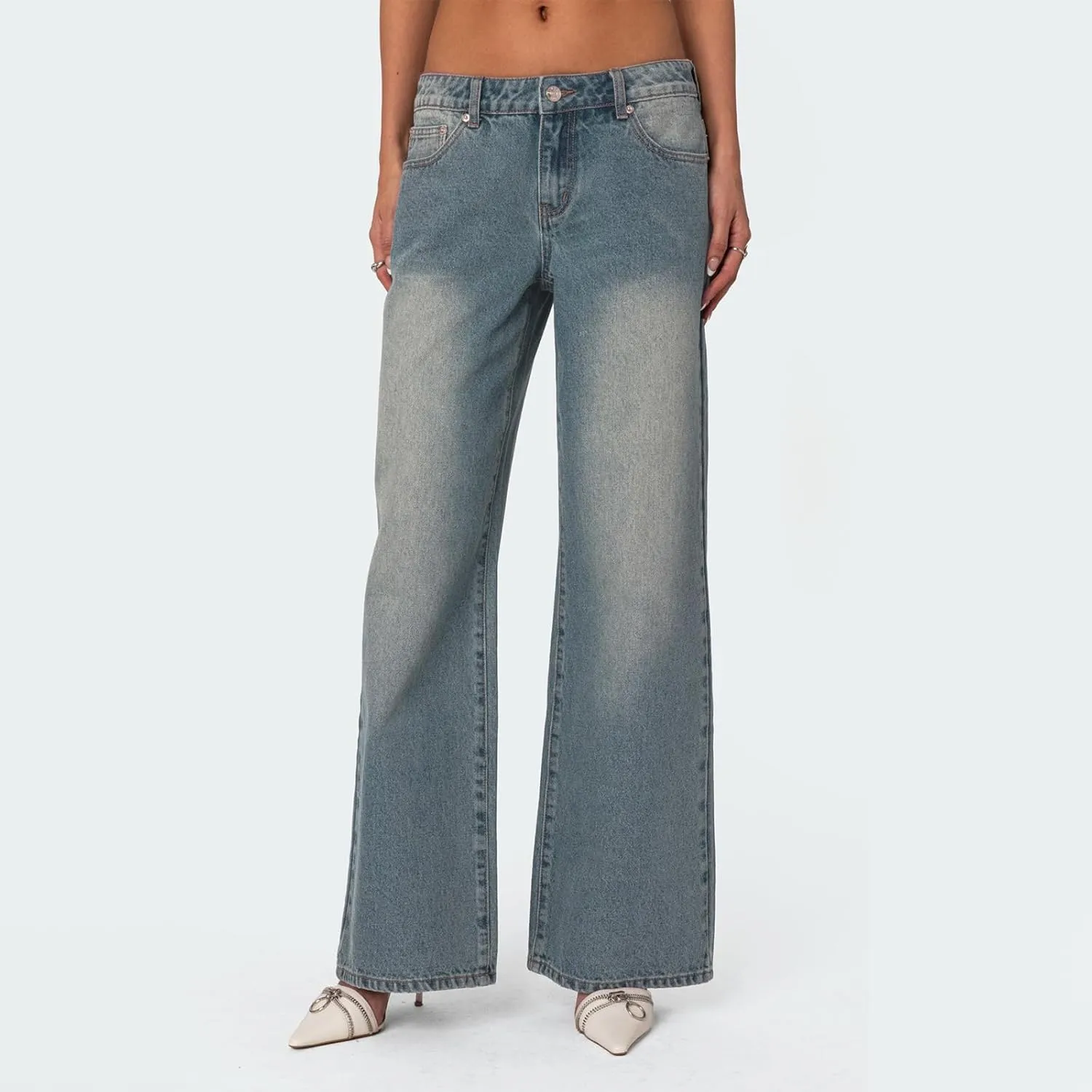 Low Rise Baggy Jeans for Women Y2k Boyfriend Straight Wide Leg Jeans Loose Fit Denim Pants Streetwear
