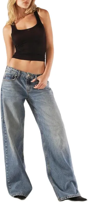 Low Rise Baggy Jeans for Women Y2k Boyfriend Straight Wide Leg Jeans Loose Fit Denim Pants Streetwear