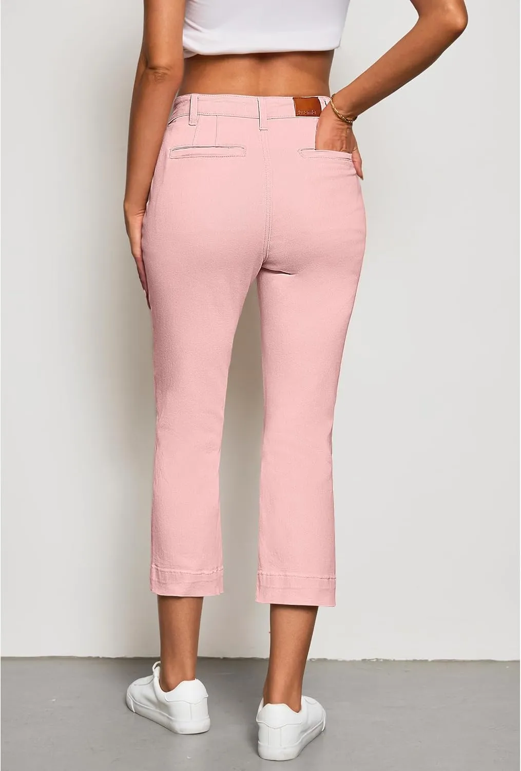luvamia Capri Jeans for Women High Waisted Slim Straight Stretchy Denim Capris Pants Welt Pockets Casual Cropped Jeans