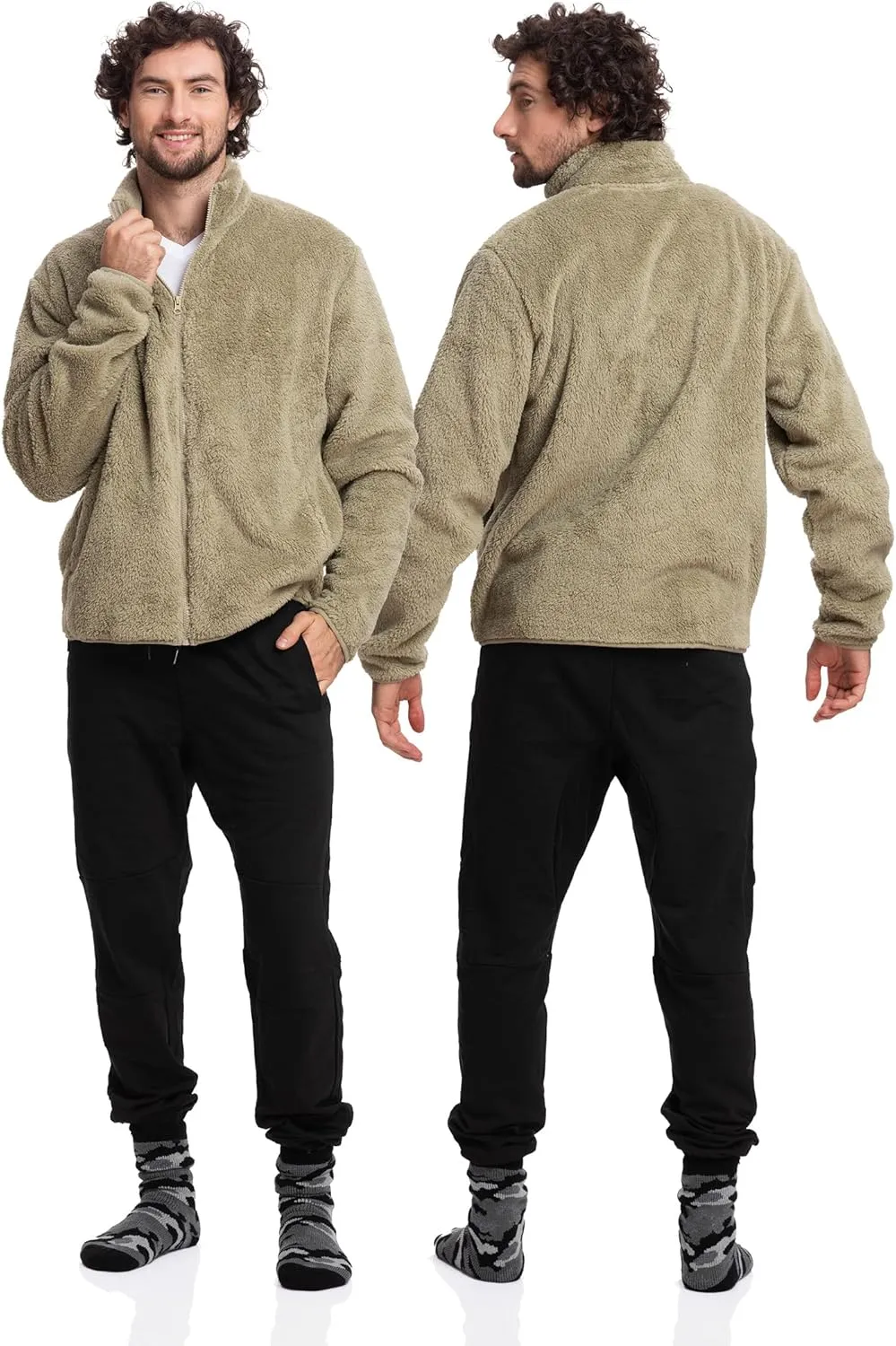 Mad Dog Men's Sherpa Jacket Ultimate Fuzzy Sweater for Men, Fleece Winter Coats, Mens Cold Weather Jackets