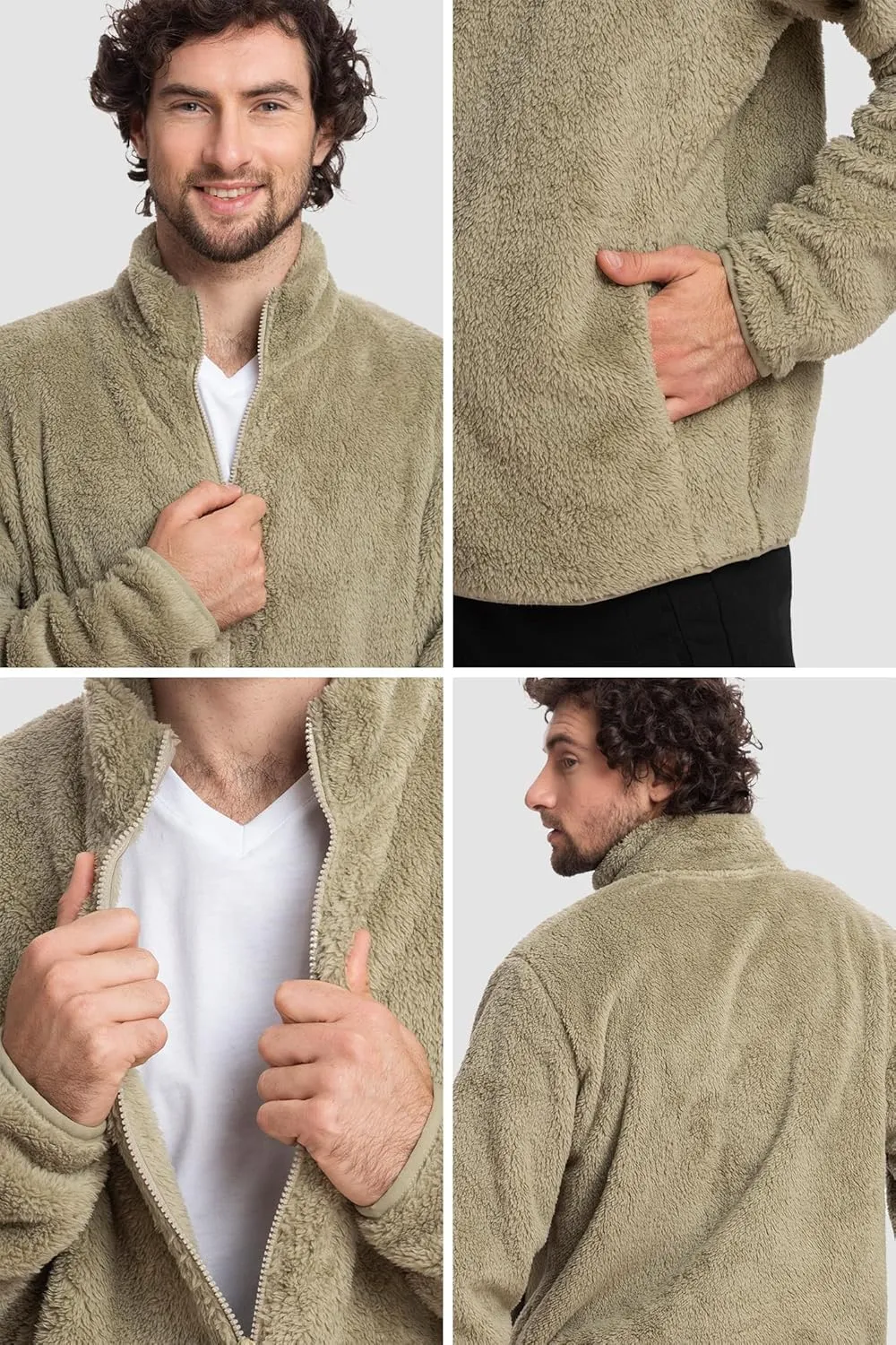 Mad Dog Men's Sherpa Jacket Ultimate Fuzzy Sweater for Men, Fleece Winter Coats, Mens Cold Weather Jackets