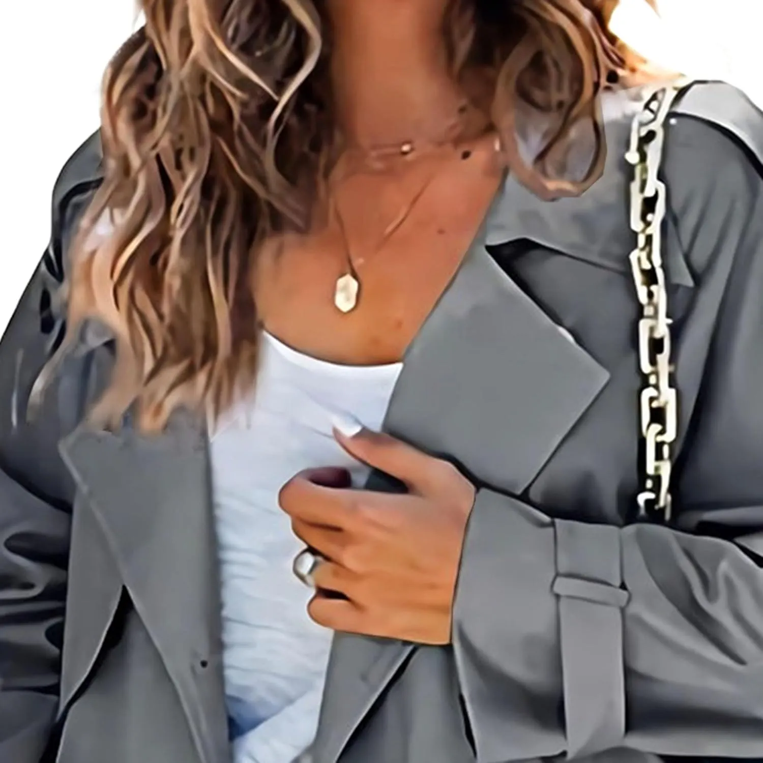 Maiyifu-GJ Trench Coat for Women Fall Winter Jackets Slim Fit Long Sleeve Windbreaker Lapel Double Breasted Trench Coat