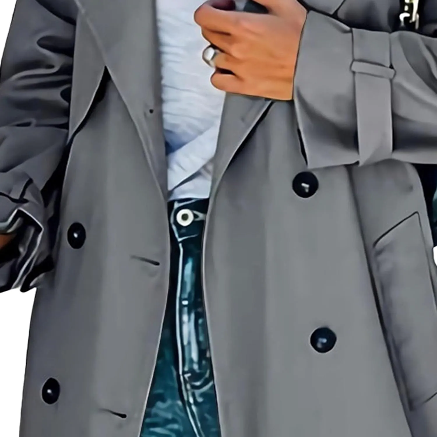Maiyifu-GJ Trench Coat for Women Fall Winter Jackets Slim Fit Long Sleeve Windbreaker Lapel Double Breasted Trench Coat
