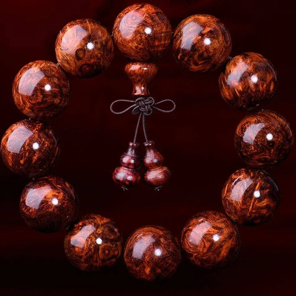Meditation Buddhist Prayer Beads Necklace, Bracelet, Prayer Beads Mala Bracelet Natural Wood Tibetan Buddhist Buddha Meditation Mala Couple Jewelry for Unisex (Size : 20mm)