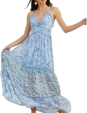 Meiweileya Women Spaghetti Strap Maxi Dress Y2k Floral Lace Trim Ruffle Long Dress Boho Patchwork Flowy Summer Beach Sundress