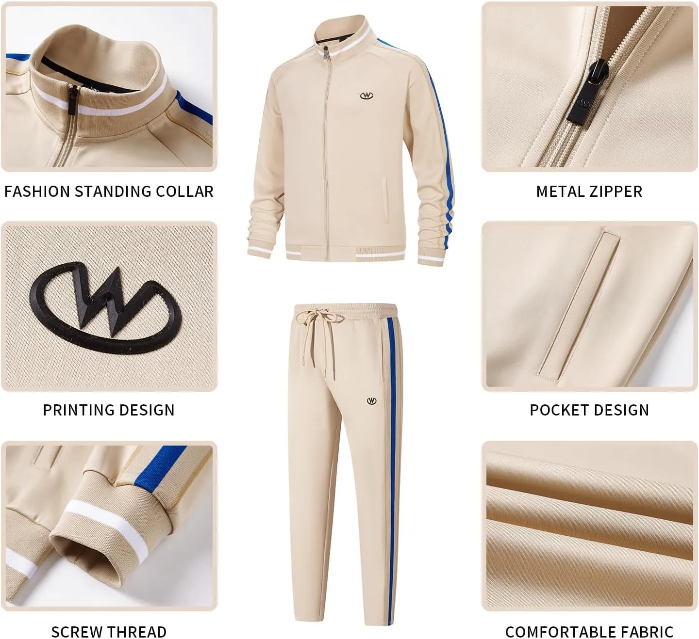 Men's Casual Tracksuits Long Sleeve Jogging Suits Sweatsuit Sets Track Jackets and Pants 2 Piece Outfit