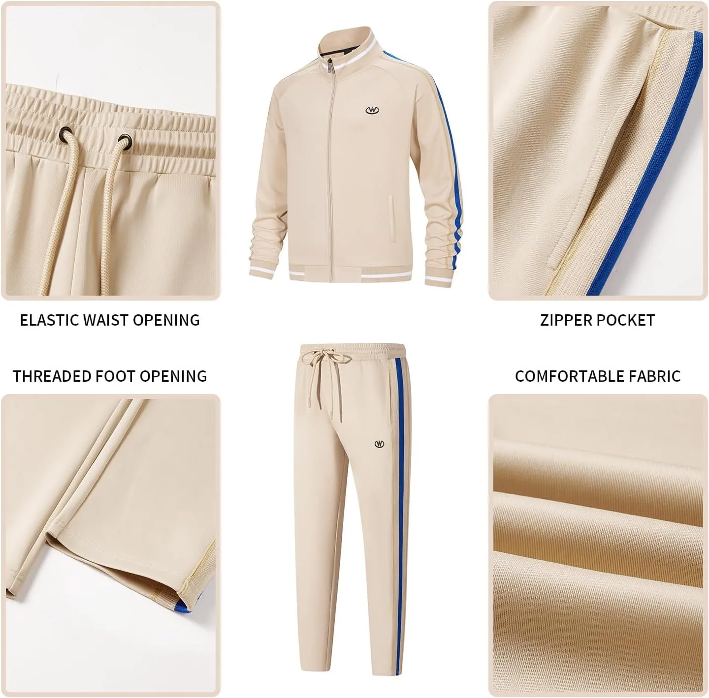 Men's Casual Tracksuits Long Sleeve Jogging Suits Sweatsuit Sets Track Jackets and Pants 2 Piece Outfit