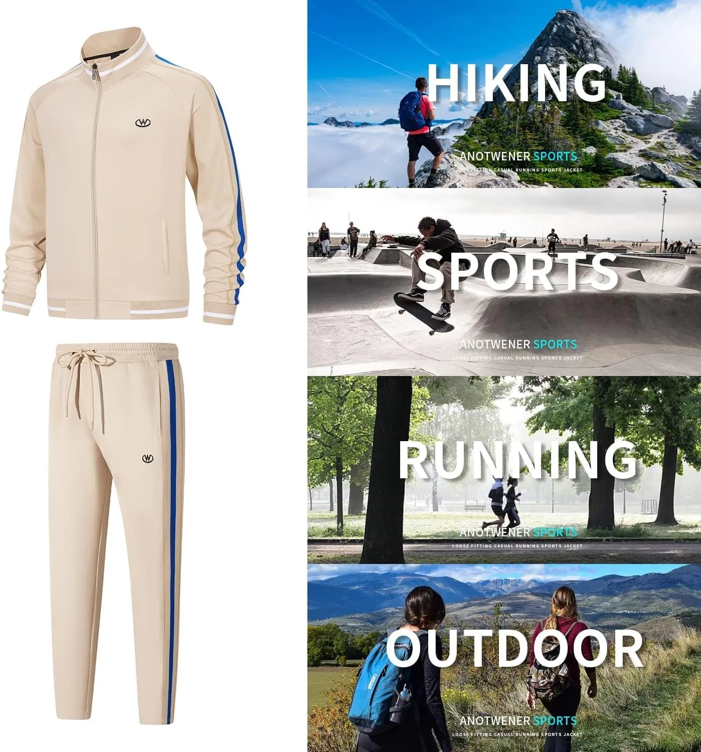 Men's Casual Tracksuits Long Sleeve Jogging Suits Sweatsuit Sets Track Jackets and Pants 2 Piece Outfit