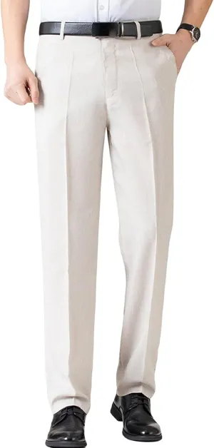 Men's Chino Flat Front Slim Fit Pant Casual Cotton Stretch Suit Pants Lightweight Skinny Fit Dress Pant (42,Light White)