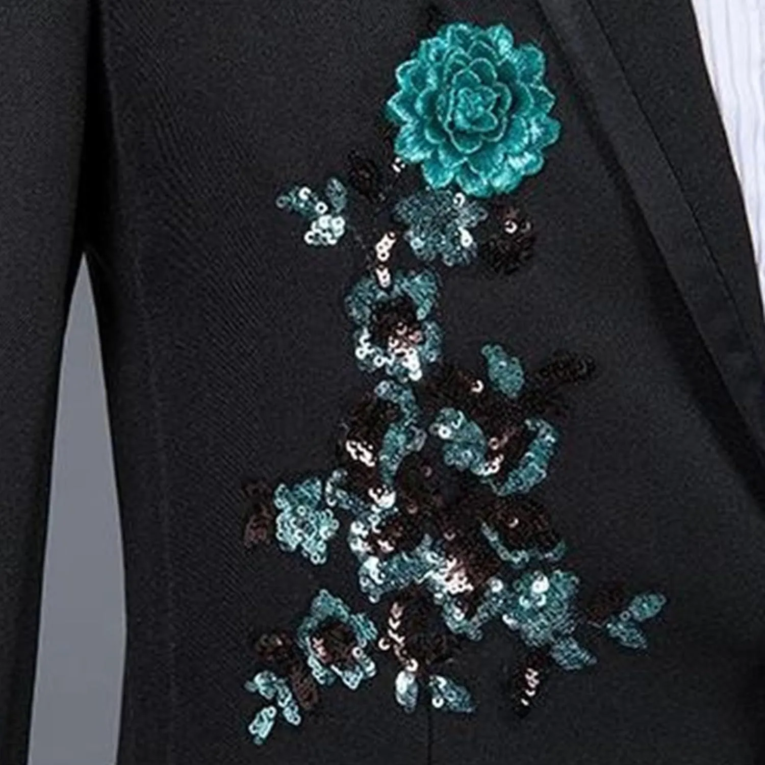 Men's Embroidered Print Elegant Suit Jacket Luxury Blazer Dinner Tuxedo Suit 2 Pieces Stylish Formal Suit Coat