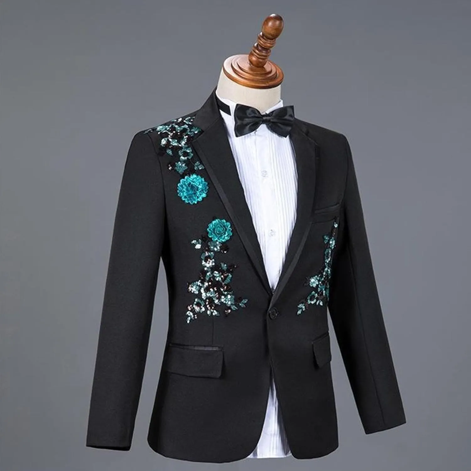 Men's Embroidered Print Elegant Suit Jacket Luxury Blazer Dinner Tuxedo Suit 2 Pieces Stylish Formal Suit Coat