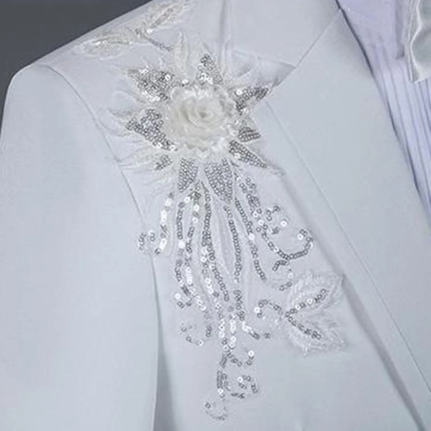 Men's Embroidered Print Elegant Suit Jacket Luxury Blazer Dinner Tuxedo Suit 2 Pieces Stylish Formal Suit Coat