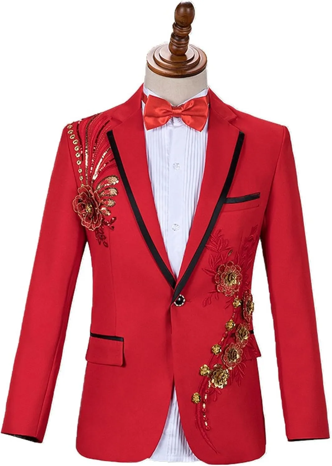 Men's Embroidered Print Elegant Suit Jacket Luxury Blazer Dinner Tuxedo Suit 2 Pieces Stylish Formal Suit Coat