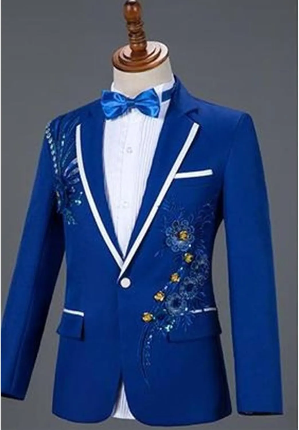 Men's Embroidered Print Elegant Suit Jacket Luxury Blazer Dinner Tuxedo Suit 2 Pieces Stylish Formal Suit Coat