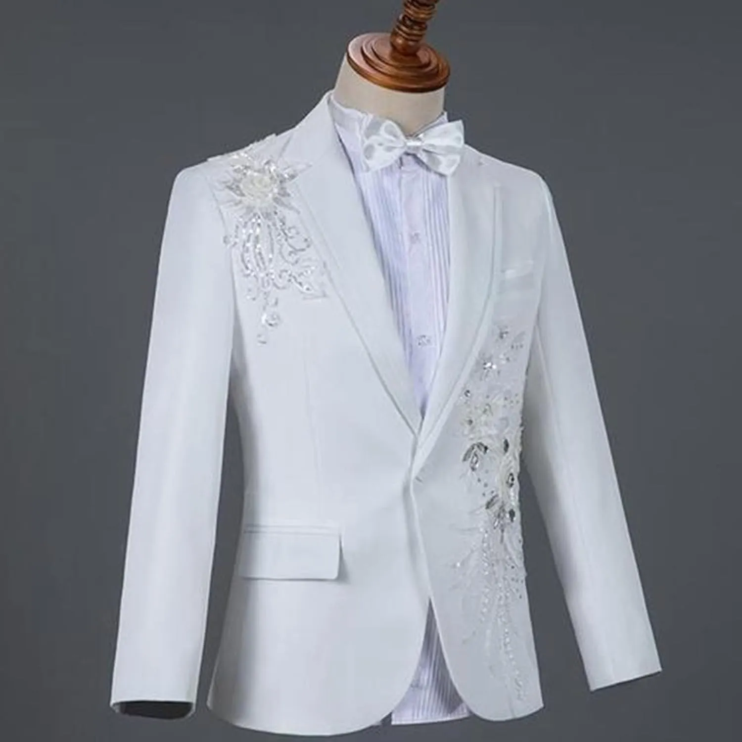 Men's Embroidered Print Elegant Suit Jacket Luxury Blazer Dinner Tuxedo Suit 2 Pieces Stylish Formal Suit Coat
