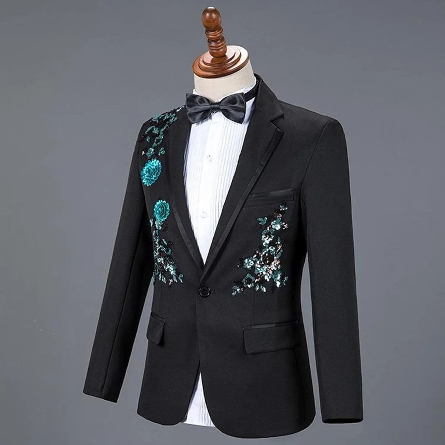 Men's Embroidered Print Elegant Suit Jacket Luxury Blazer Dinner Tuxedo Suit 2 Pieces Stylish Formal Suit Coat