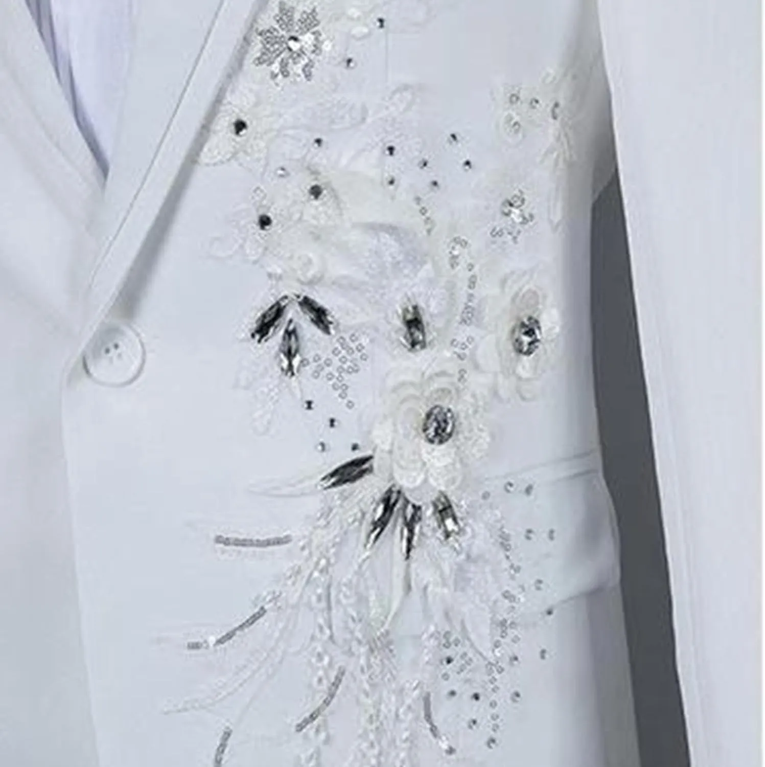 Men's Embroidered Print Elegant Suit Jacket Luxury Blazer Dinner Tuxedo Suit 2 Pieces Stylish Formal Suit Coat