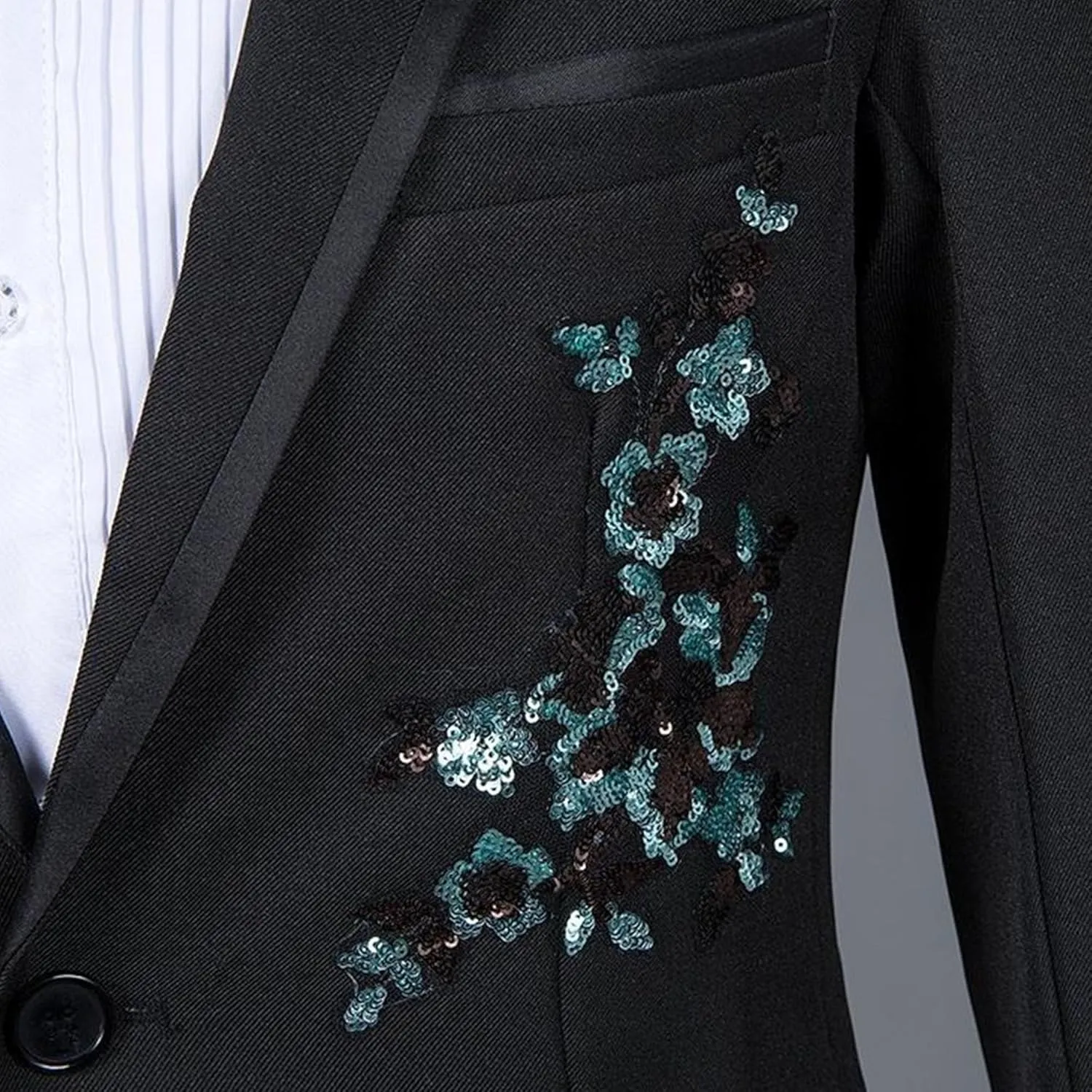 Men's Embroidered Print Elegant Suit Jacket Luxury Blazer Dinner Tuxedo Suit 2 Pieces Stylish Formal Suit Coat