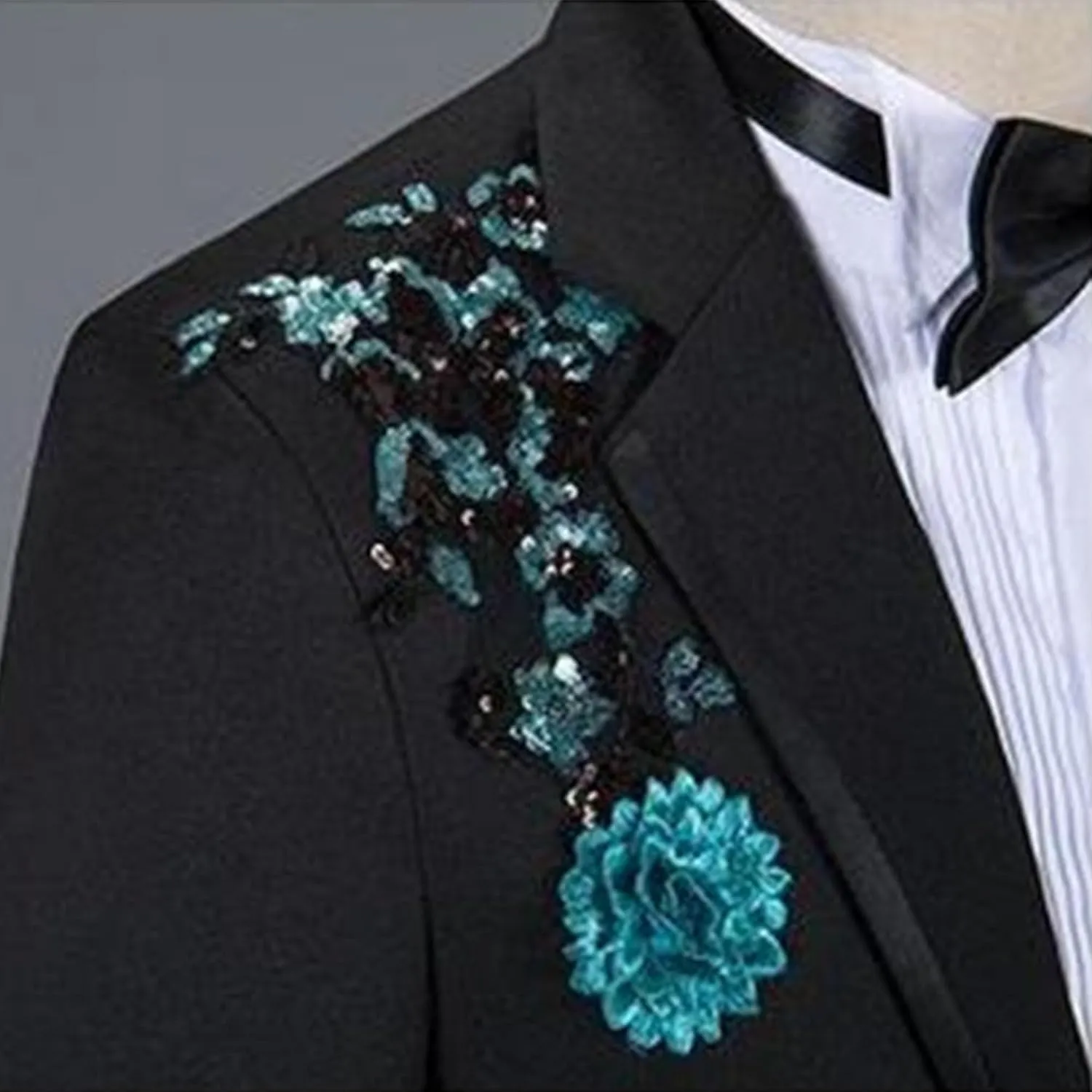 Men's Embroidered Print Elegant Suit Jacket Luxury Blazer Dinner Tuxedo Suit 2 Pieces Stylish Formal Suit Coat