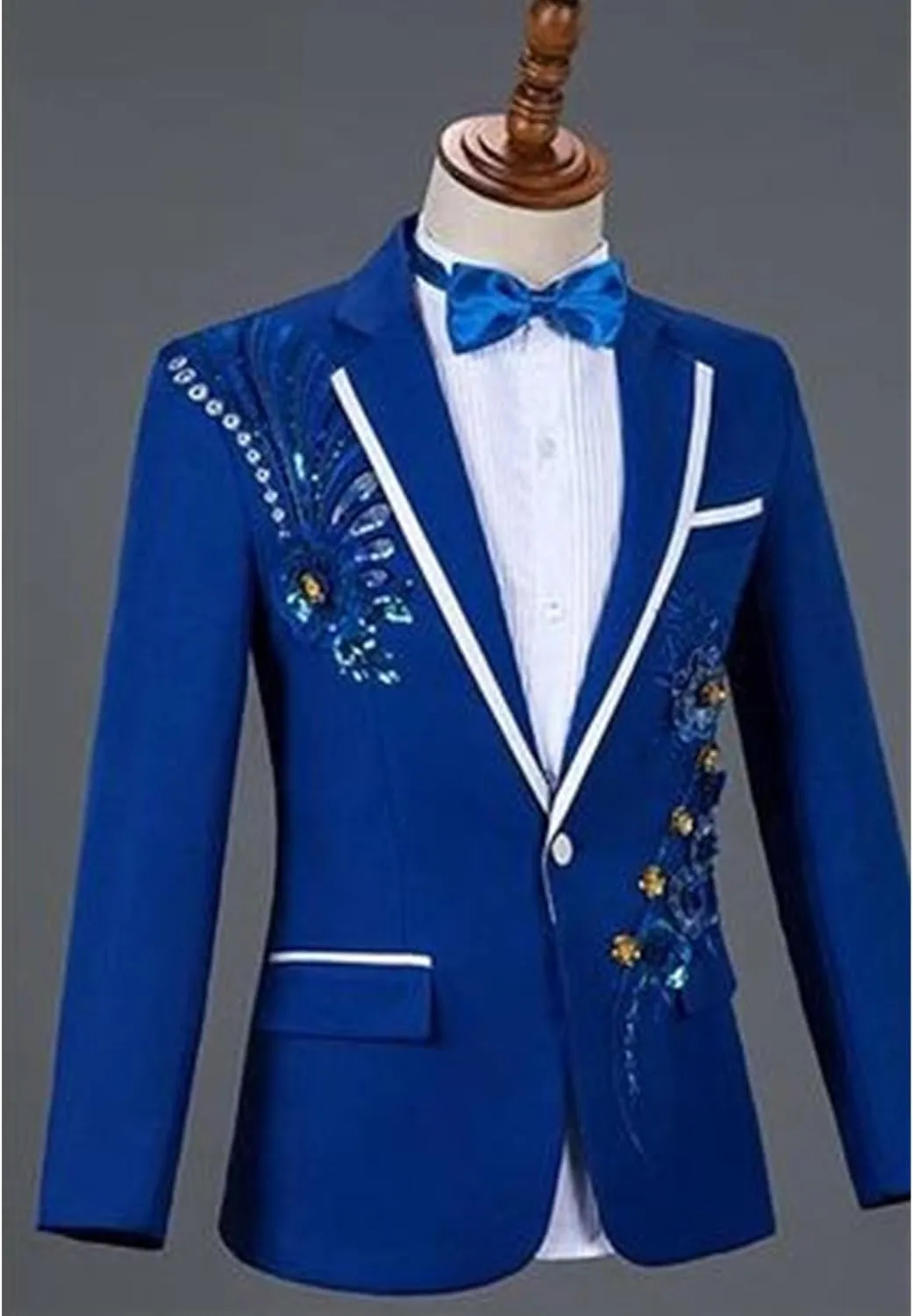 Men's Embroidered Print Elegant Suit Jacket Luxury Blazer Dinner Tuxedo Suit 2 Pieces Stylish Formal Suit Coat