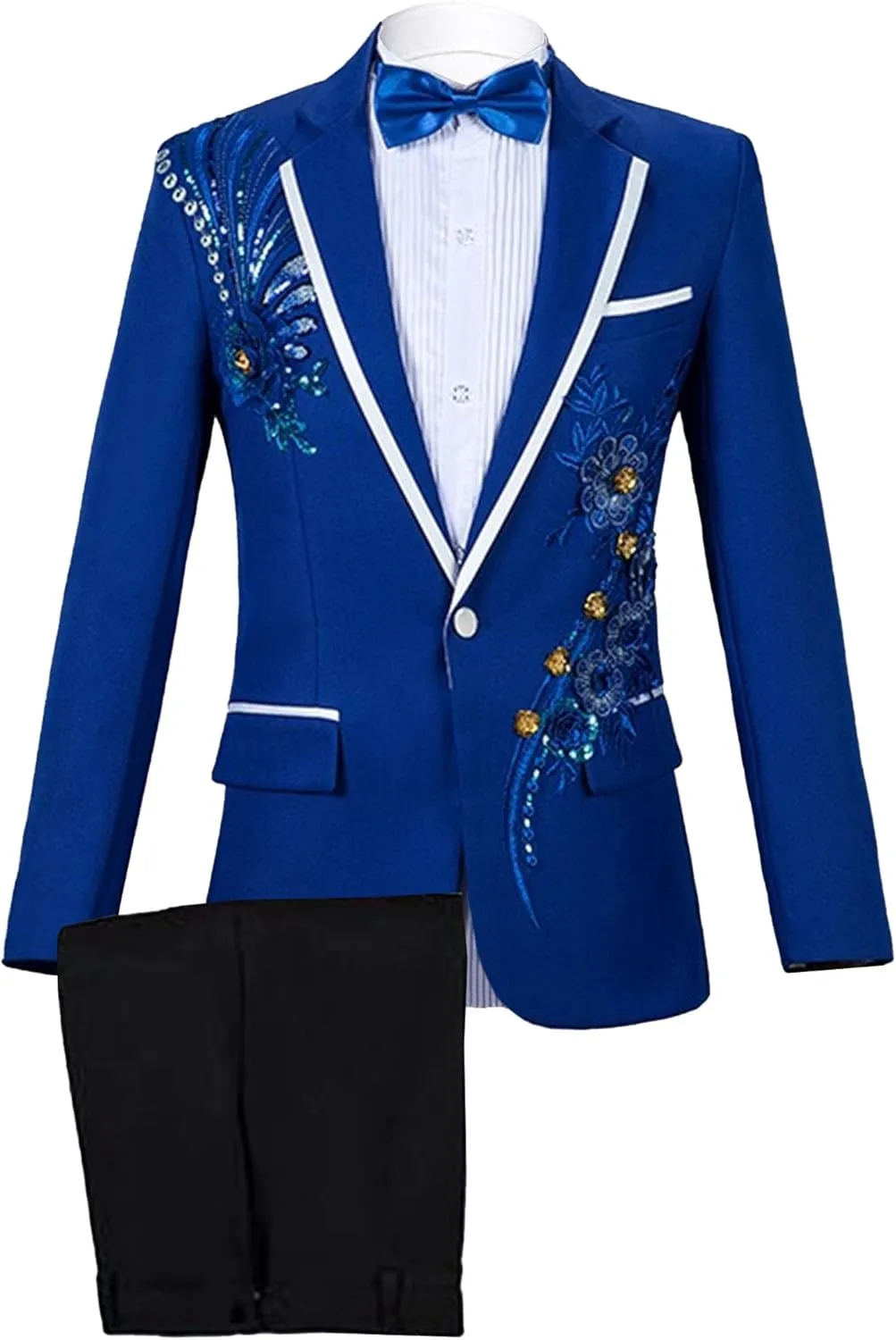 Men's Embroidered Print Elegant Suit Jacket Luxury Blazer Dinner Tuxedo Suit 2 Pieces Stylish Formal Suit Coat