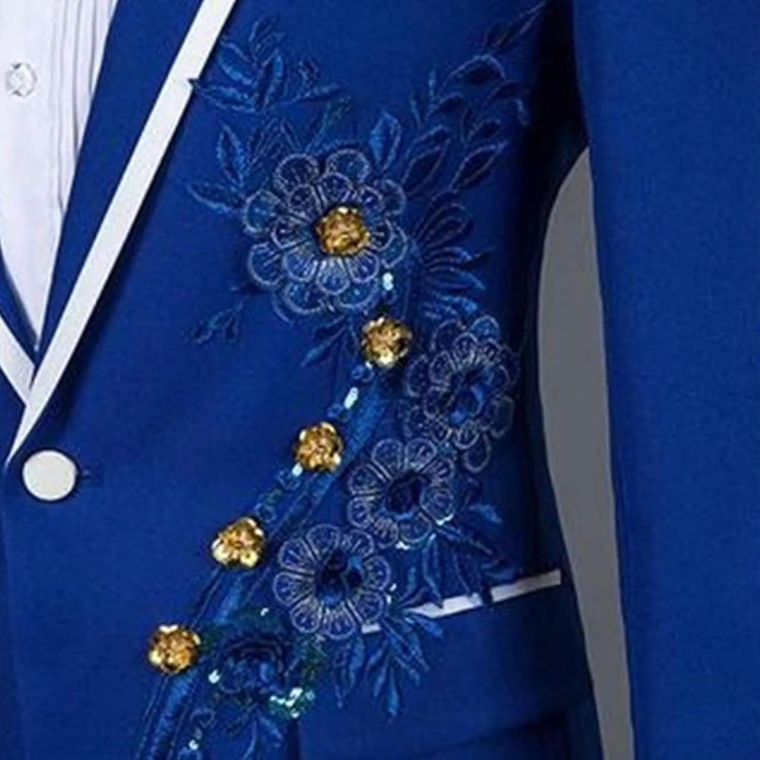 Men's Embroidered Print Elegant Suit Jacket Luxury Blazer Dinner Tuxedo Suit 2 Pieces Stylish Formal Suit Coat