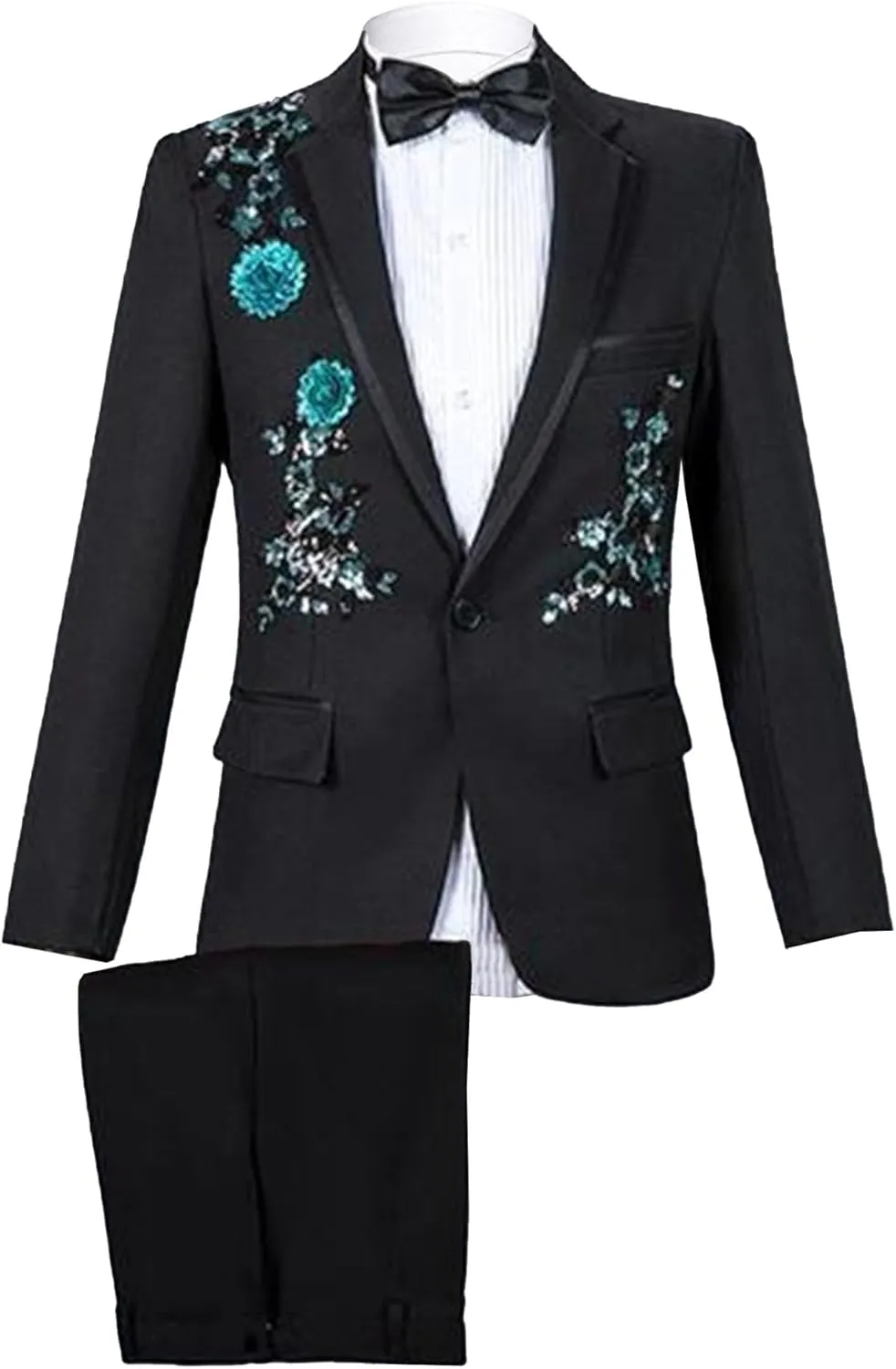 Men's Embroidered Print Elegant Suit Jacket Luxury Blazer Dinner Tuxedo Suit 2 Pieces Stylish Formal Suit Coat
