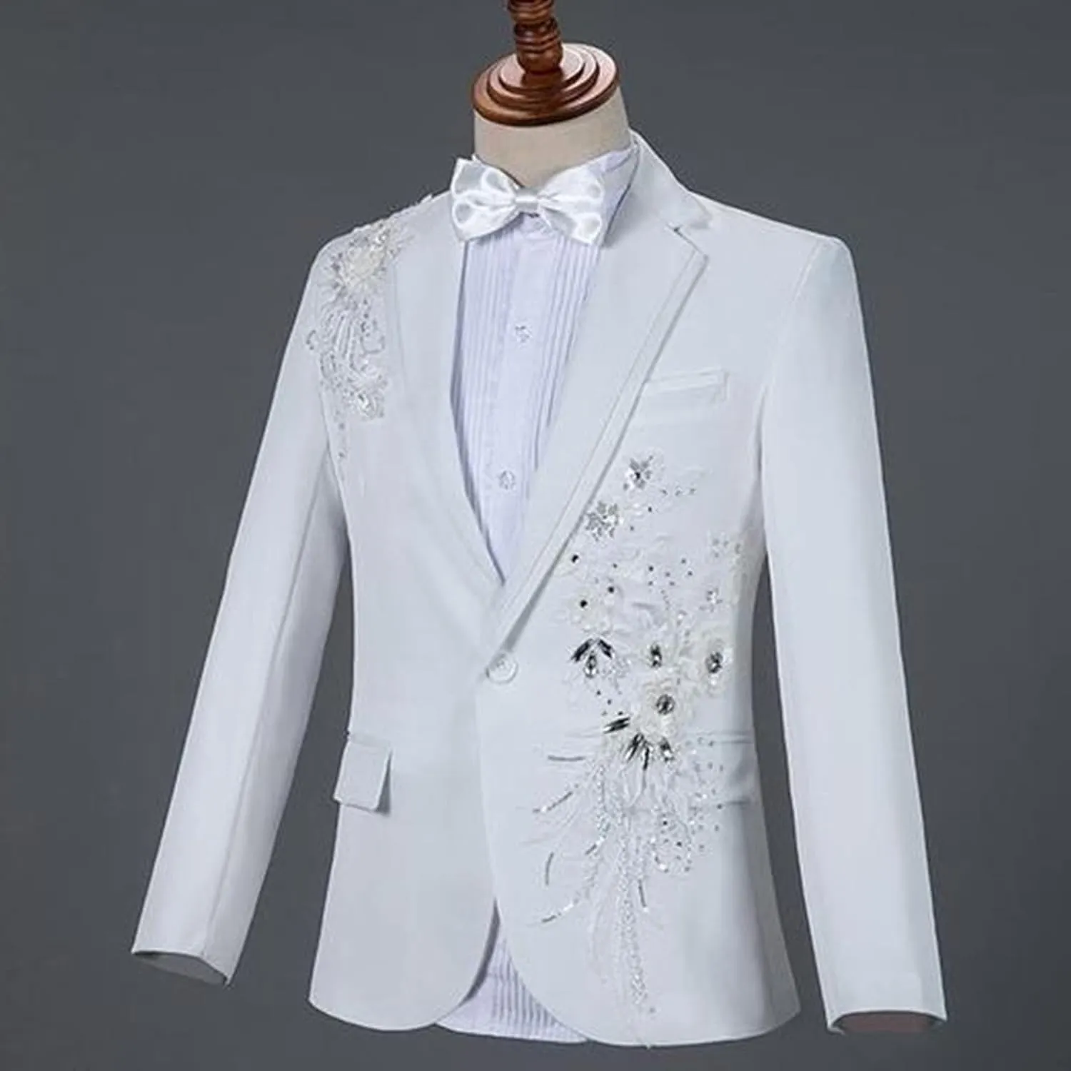 Men's Embroidered Print Elegant Suit Jacket Luxury Blazer Dinner Tuxedo Suit 2 Pieces Stylish Formal Suit Coat