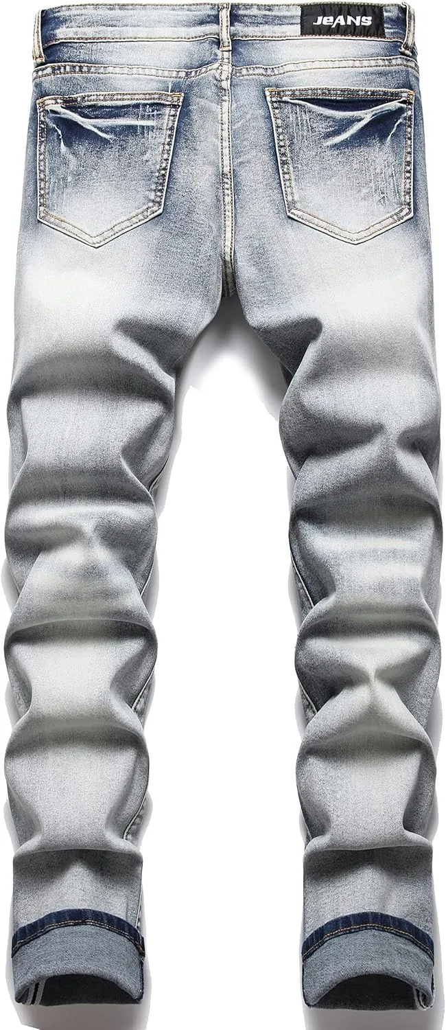 Men's Fashion Washed Straight Fit Slim Jeans