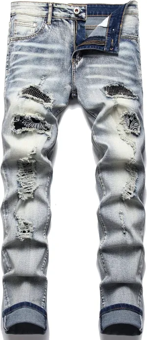 Men's Fashion Washed Straight Fit Slim Jeans
