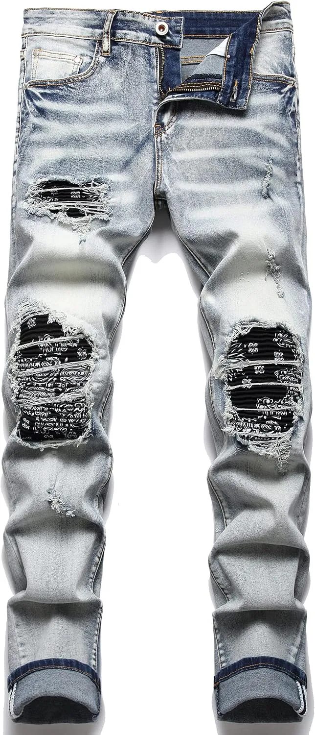 Men's Fashion Washed Straight Fit Slim Jeans