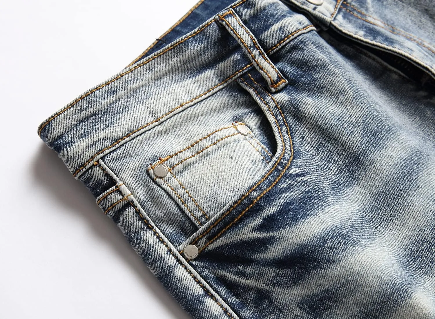 Men's Fashion Washed Straight Fit Slim Jeans