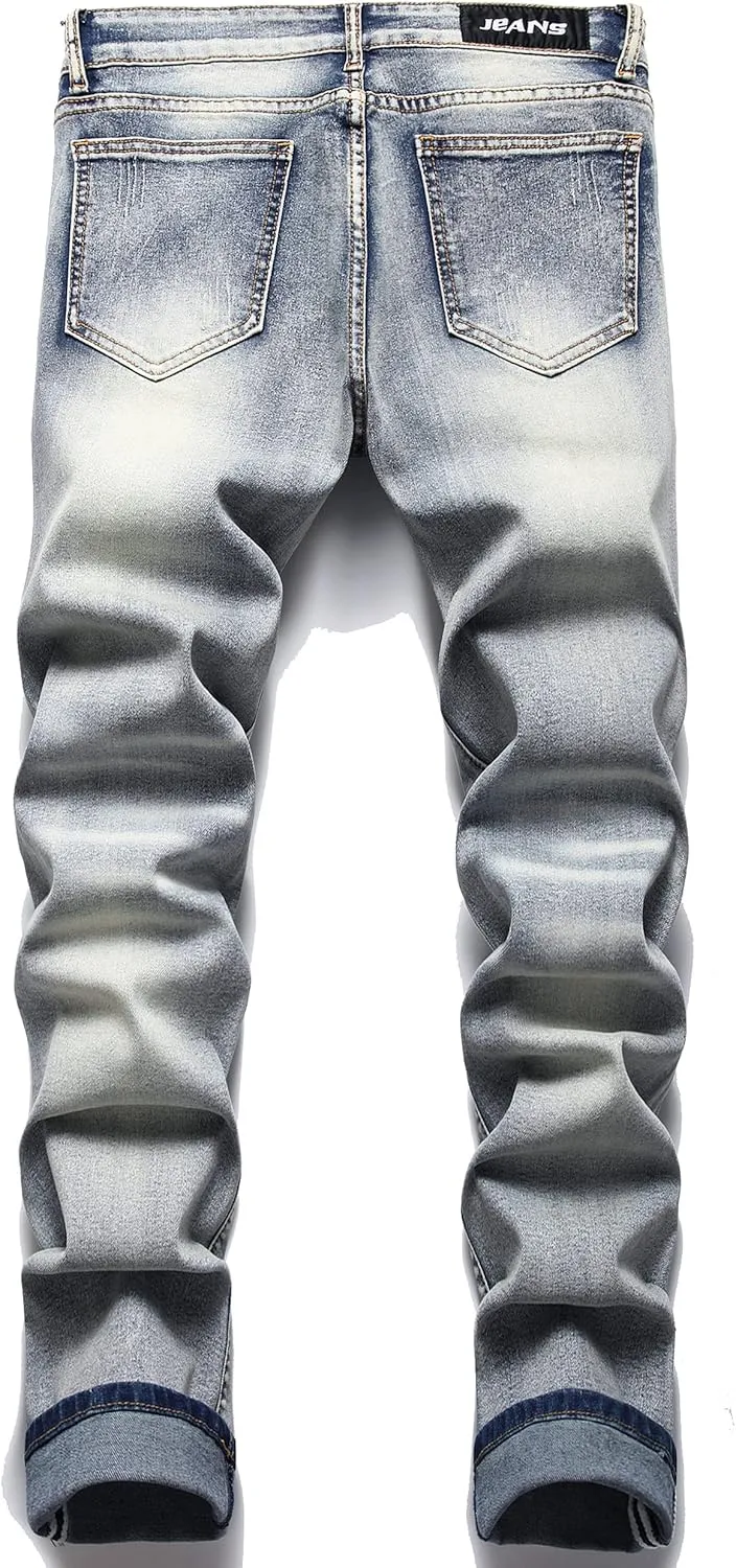 Men's Fashion Washed Straight Fit Slim Jeans
