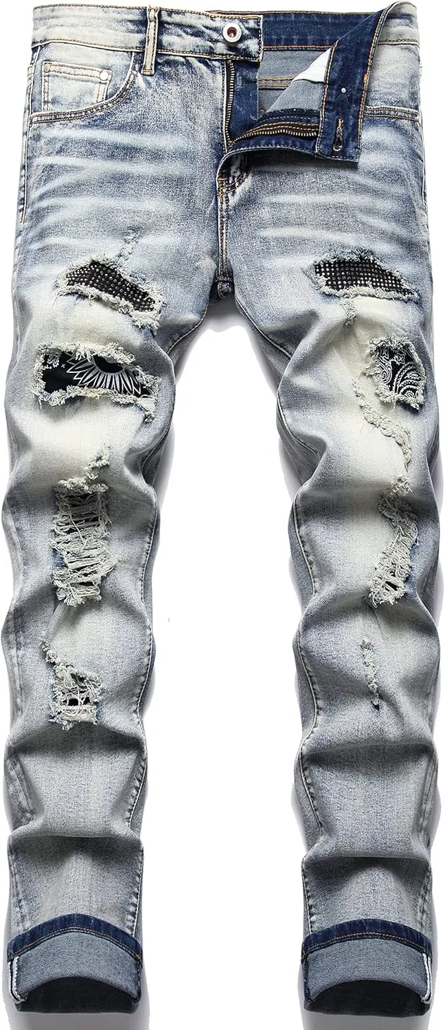 Men's Fashion Washed Straight Fit Slim Jeans