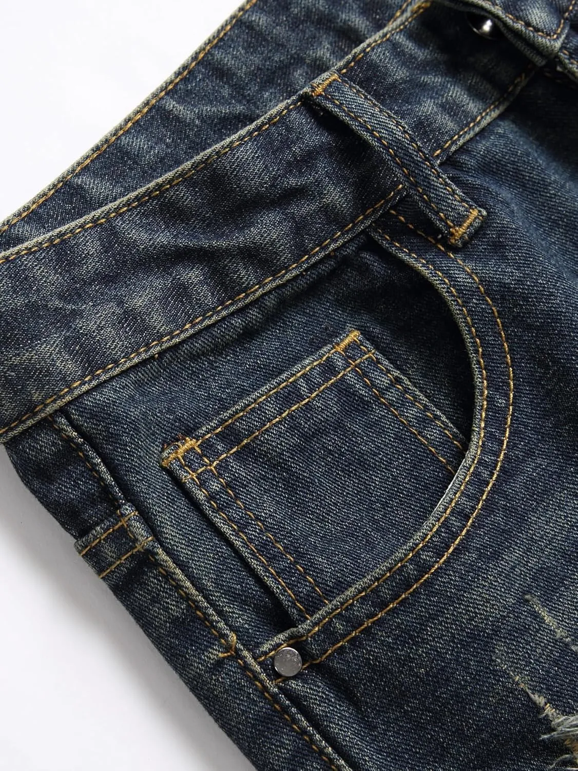 Men's Jeans Slim Fit Ripped Straight Leg Distressed Fashion Denim Pants