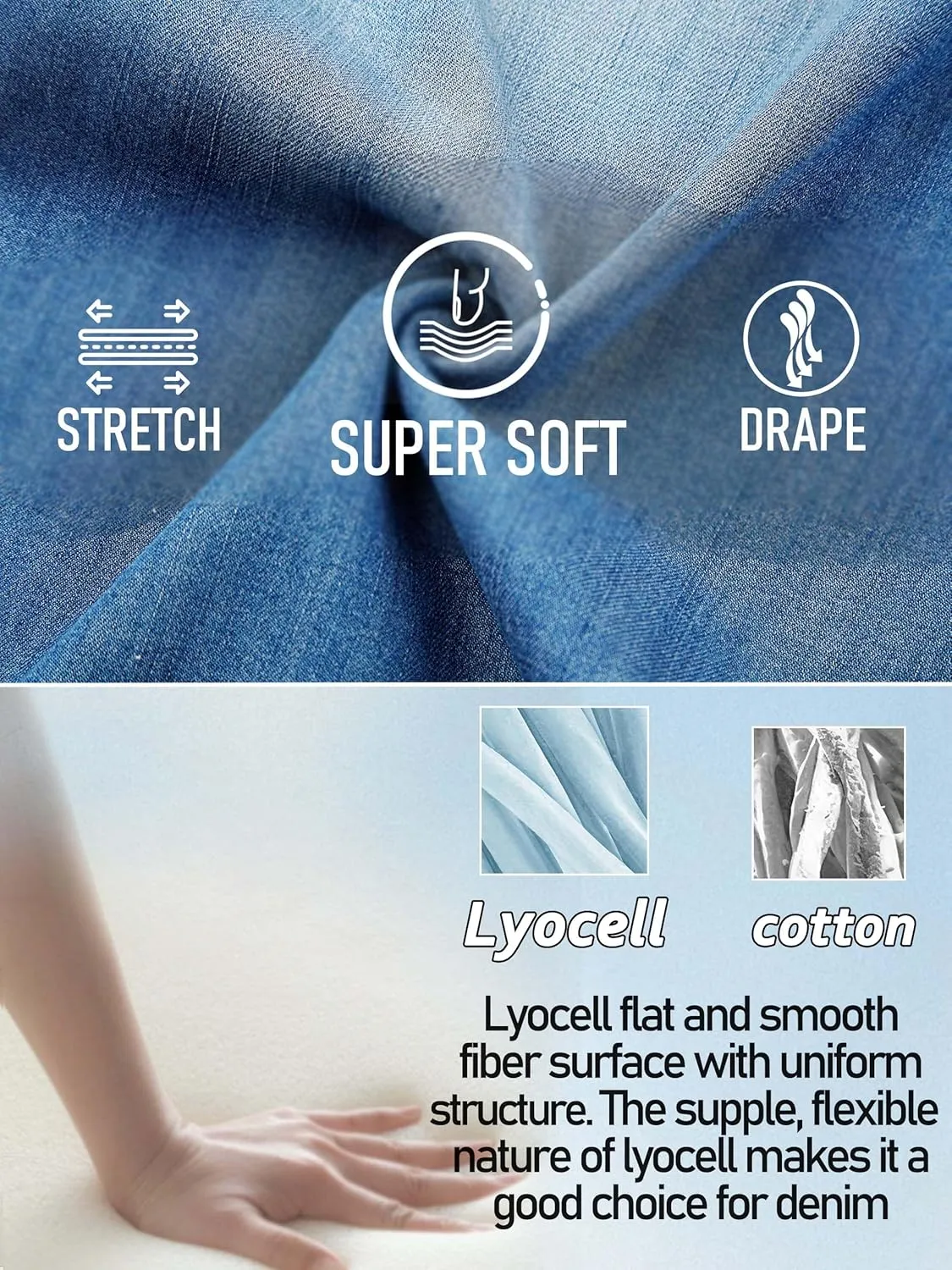 Mens Lyocell Loose Fit Jeans Business Casual Thin and Light Summer Baggy Denim Pants
