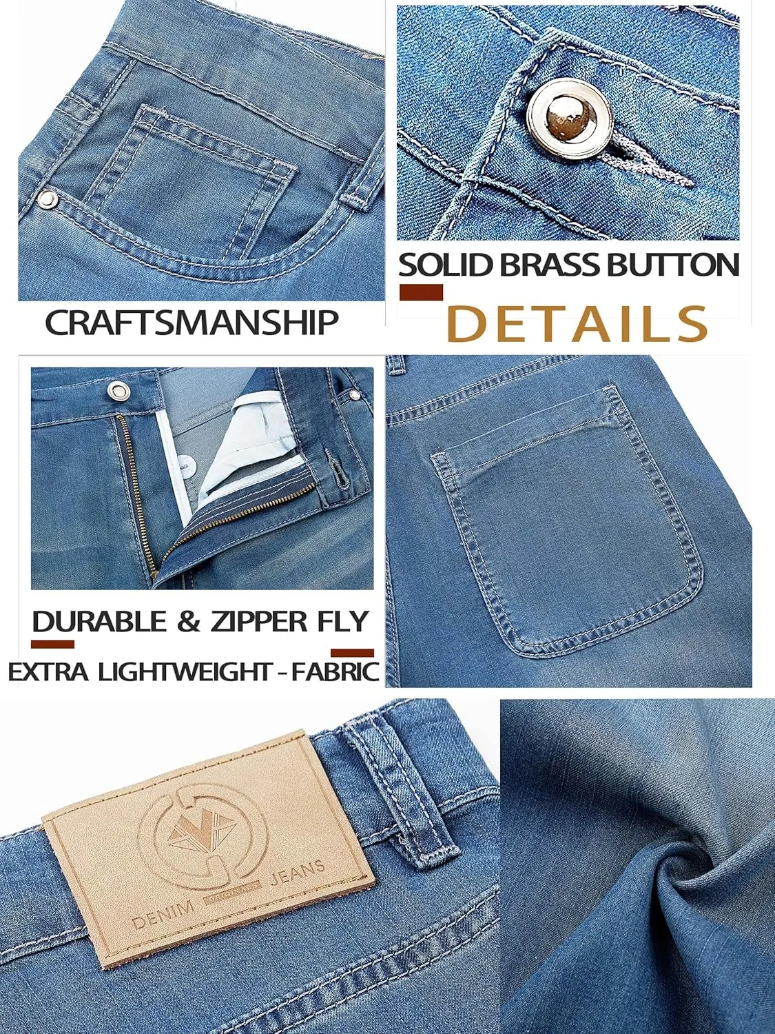 Mens Lyocell Loose Fit Jeans Business Casual Thin and Light Summer Baggy Denim Pants