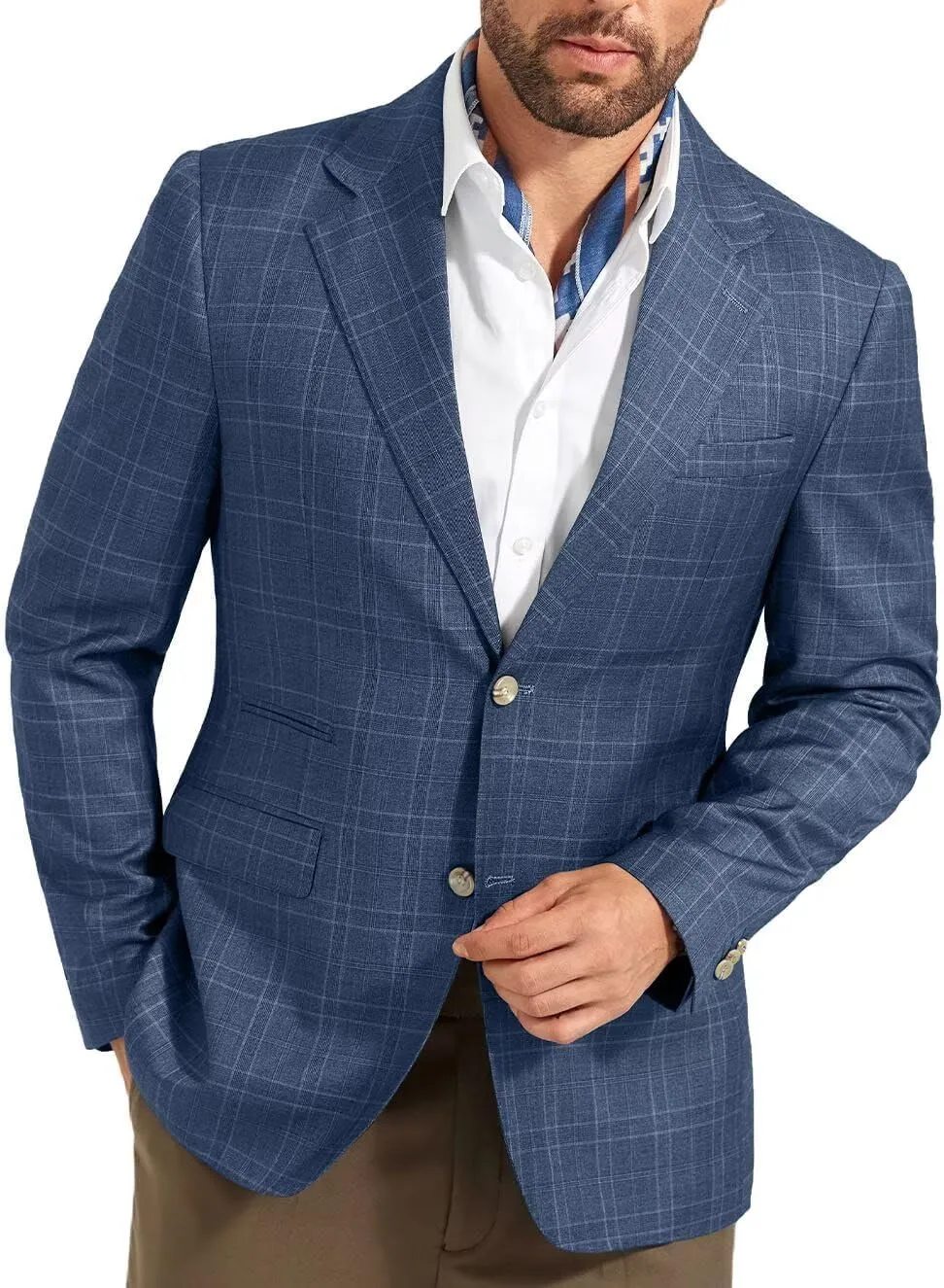 Men's Suit Jacket Blazer Casual Plaid Stripe Slim Fit Single Breasted Mens Tuxedos Jackets Party Sport Coats Blazers