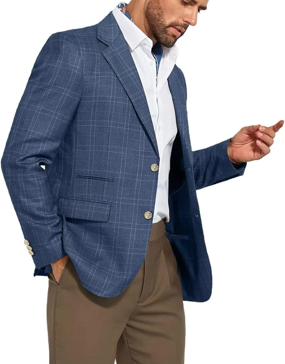 Men's Suit Jacket Blazer Casual Plaid Stripe Slim Fit Single Breasted Mens Tuxedos Jackets Party Sport Coats Blazers