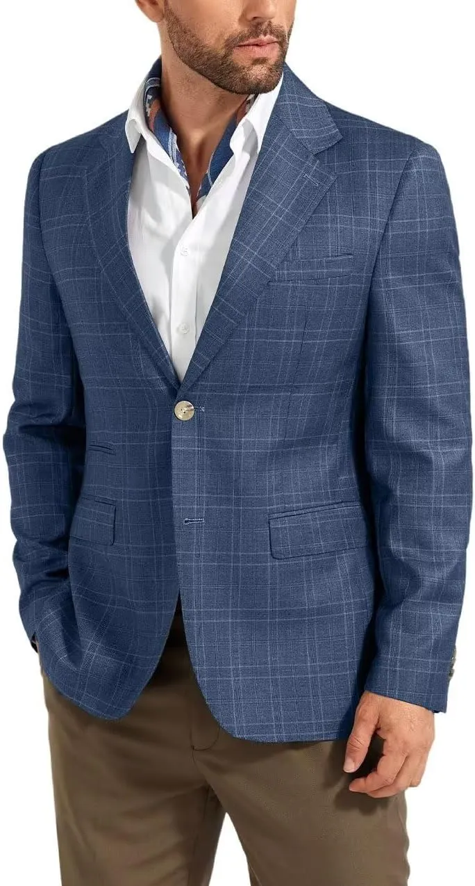 Men's Suit Jacket Blazer Casual Plaid Stripe Slim Fit Single Breasted Mens Tuxedos Jackets Party Sport Coats Blazers