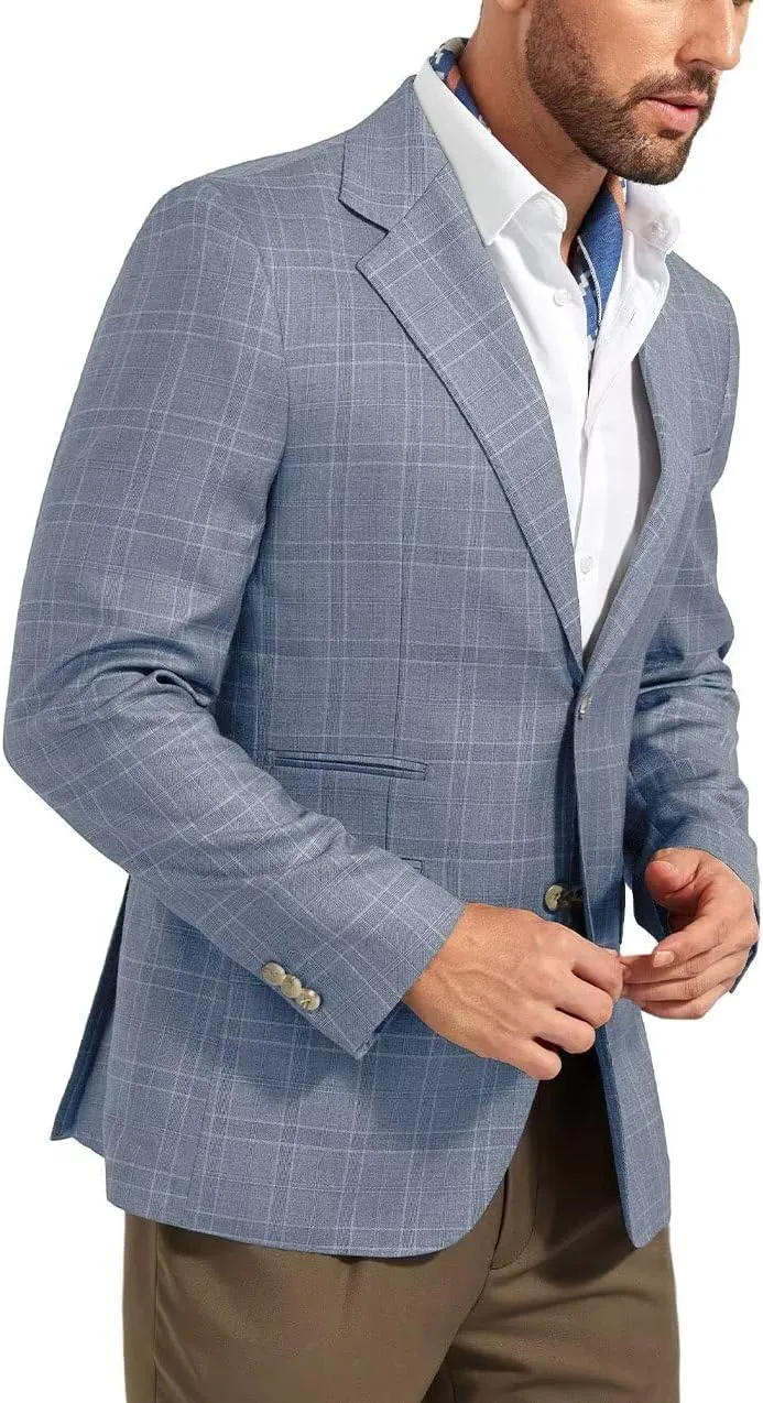 Men's Suit Jacket Blazer Casual Plaid Stripe Slim Fit Single Breasted Mens Tuxedos Jackets Party Sport Coats Blazers