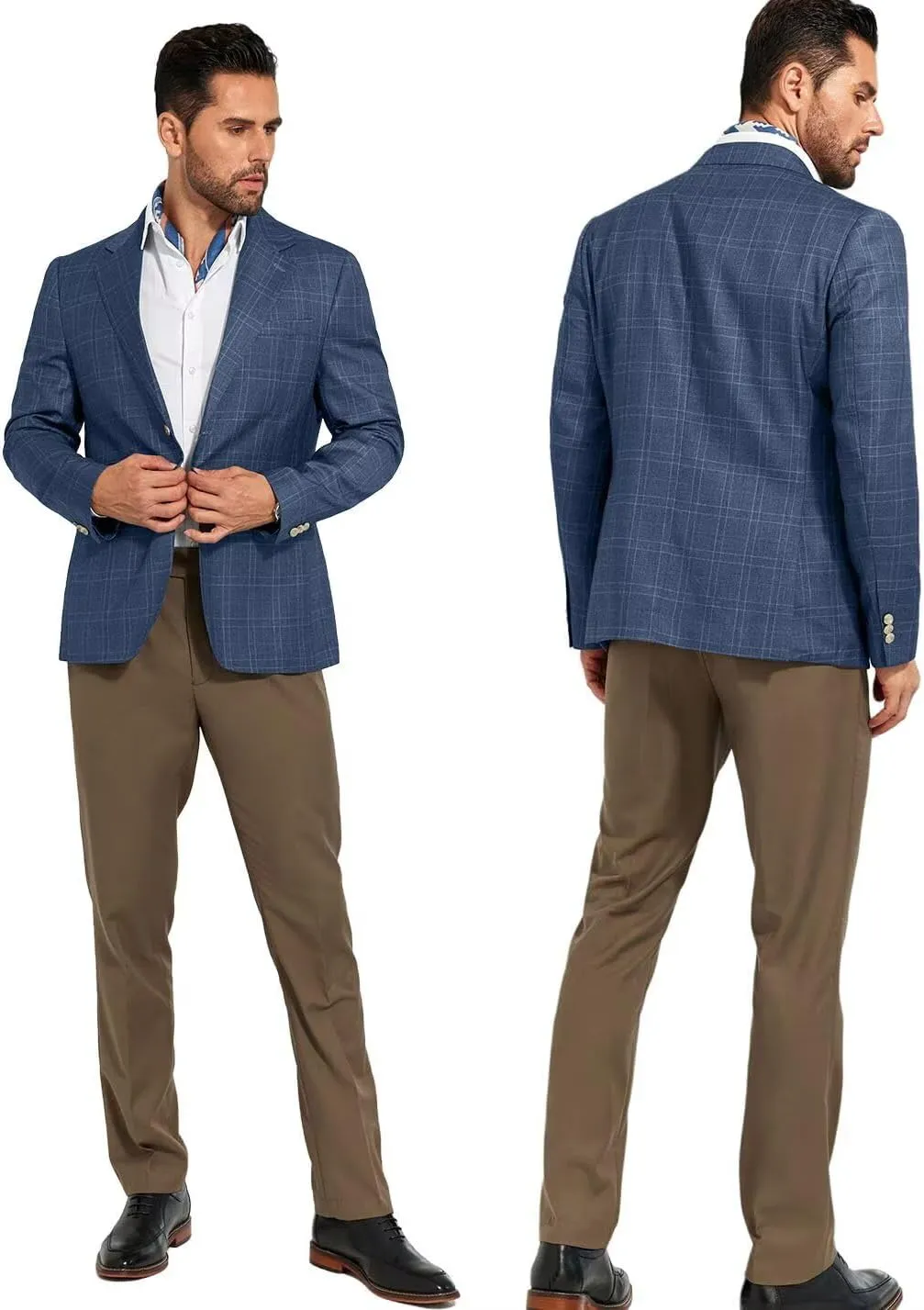 Men's Suit Jacket Blazer Casual Plaid Stripe Slim Fit Single Breasted Mens Tuxedos Jackets Party Sport Coats Blazers