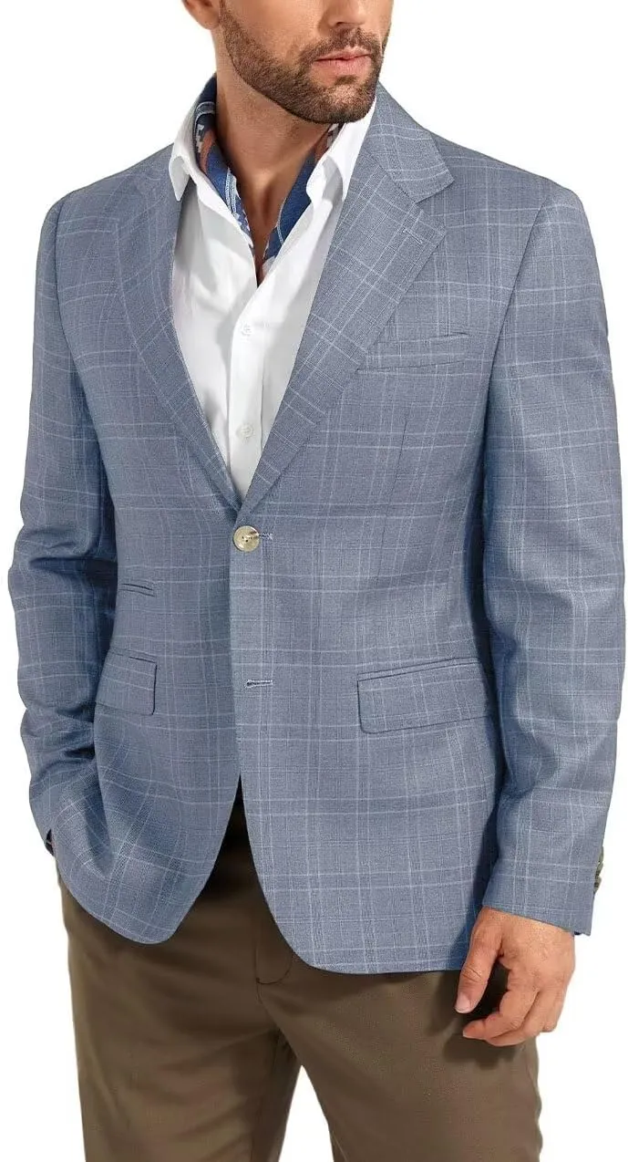 Men's Suit Jacket Blazer Casual Plaid Stripe Slim Fit Single Breasted Mens Tuxedos Jackets Party Sport Coats Blazers
