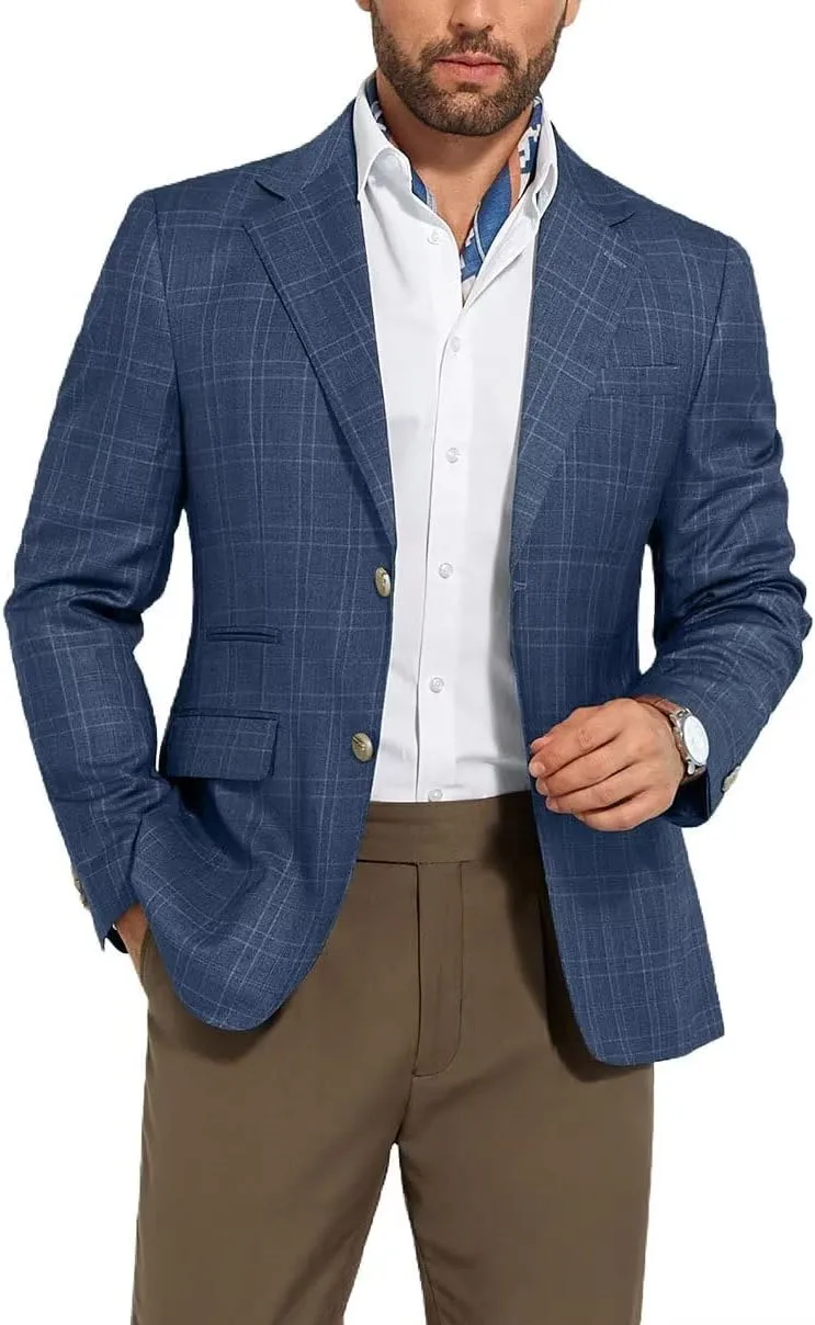 Men's Suit Jacket Blazer Casual Plaid Stripe Slim Fit Single Breasted Mens Tuxedos Jackets Party Sport Coats Blazers