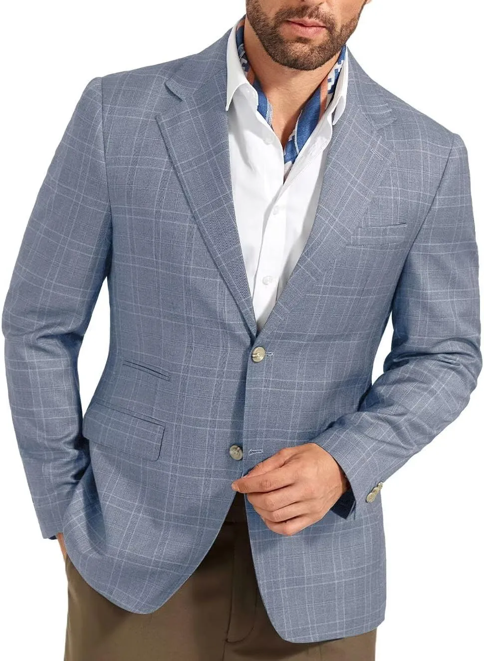 Men's Suit Jacket Blazer Casual Plaid Stripe Slim Fit Single Breasted Mens Tuxedos Jackets Party Sport Coats Blazers
