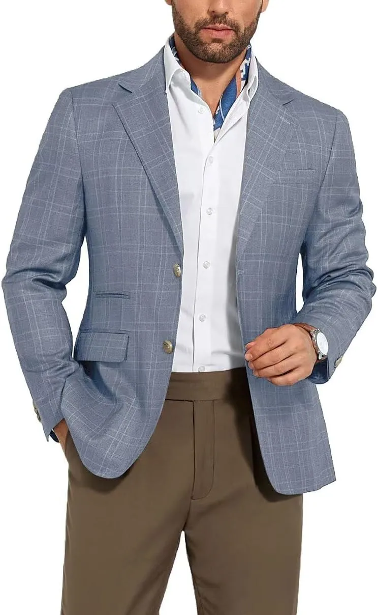 Men's Suit Jacket Blazer Casual Plaid Stripe Slim Fit Single Breasted Mens Tuxedos Jackets Party Sport Coats Blazers