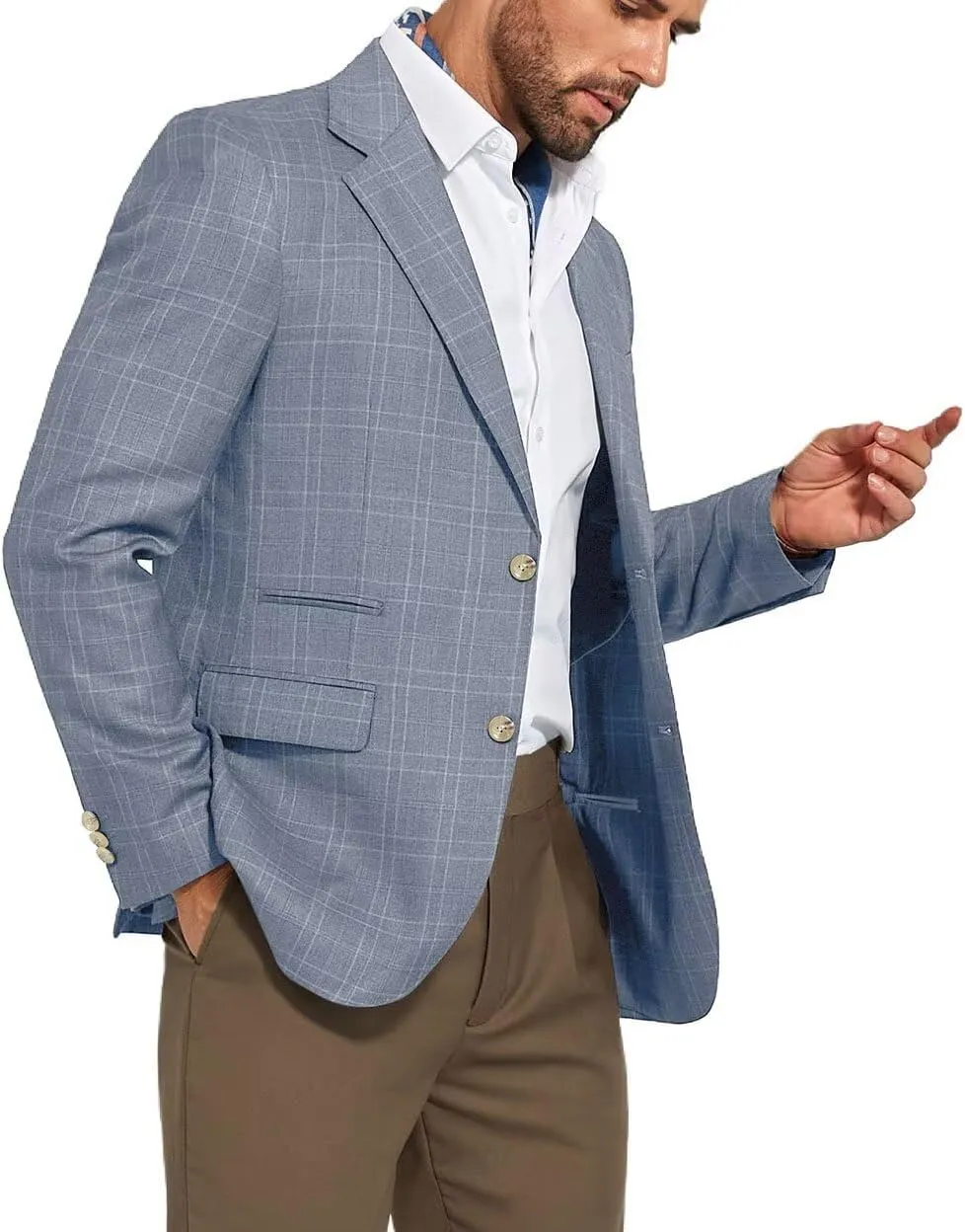 Men's Suit Jacket Blazer Casual Plaid Stripe Slim Fit Single Breasted Mens Tuxedos Jackets Party Sport Coats Blazers