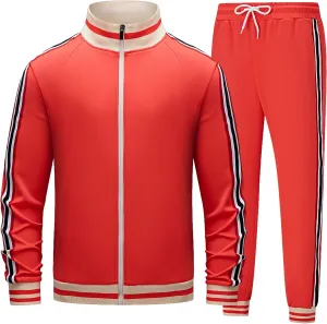 Men's Track suits Sets Long Sleeve Full-zip Sweatsuit Active Jackets and Pants 2 Piece Outfits