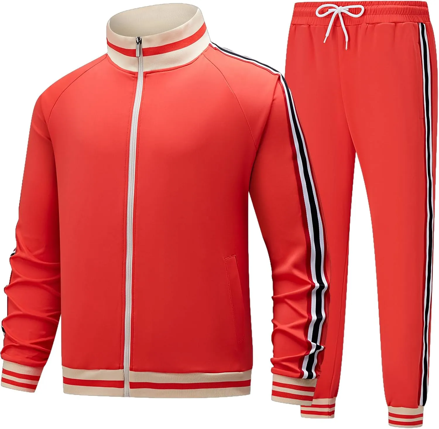 Men's Track suits Sets Long Sleeve Full-zip Sweatsuit Active Jackets and Pants 2 Piece Outfits