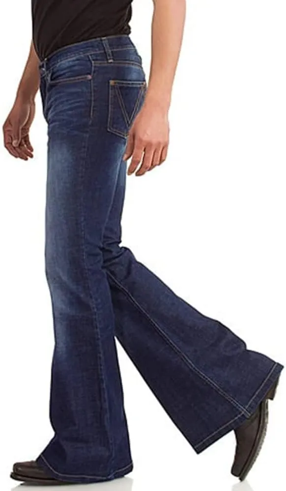 Men's Vintage Bell Bottom Jeans 60s 70s Outfits for Men,Mens Bell Bottoms Disco Pants Flared Jeans